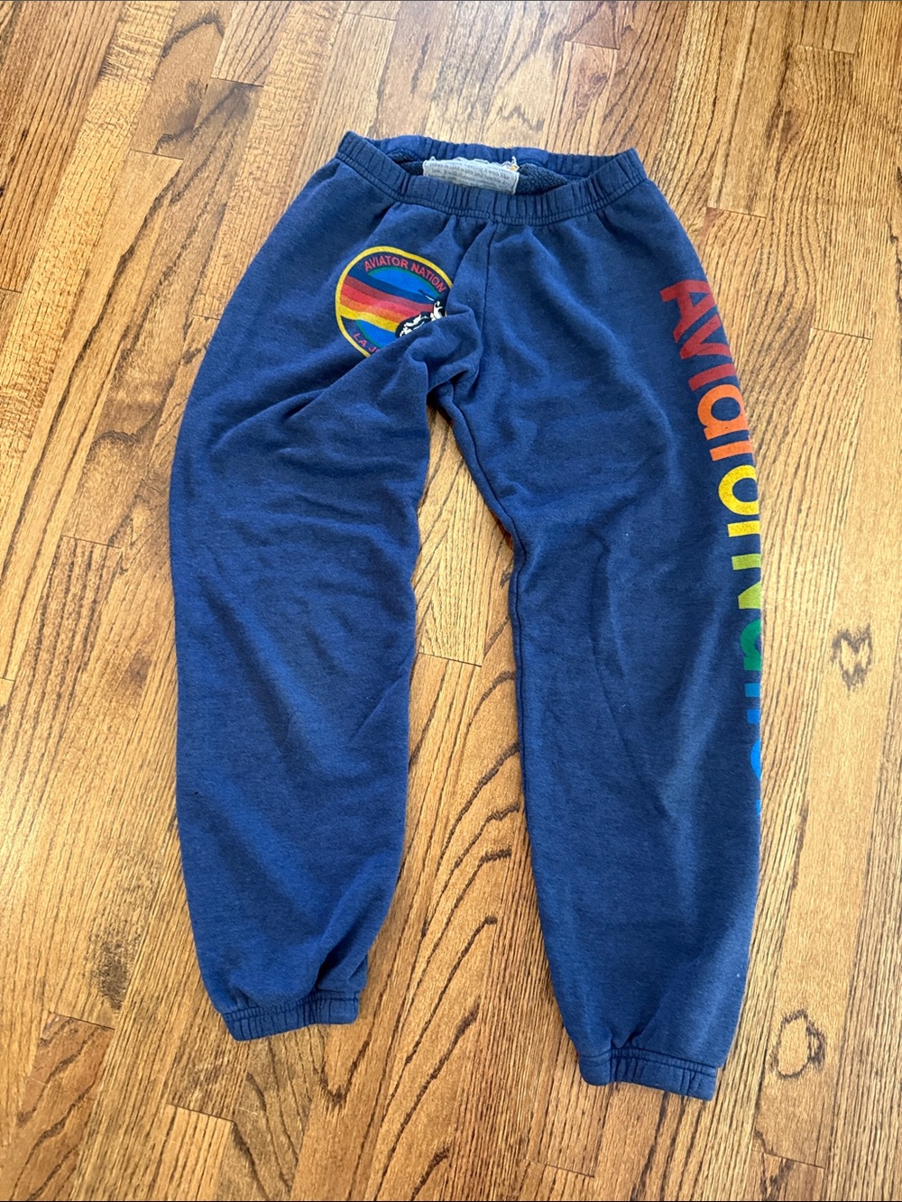 Aviator Nation Navy Sweatpants with Rainbow Logo